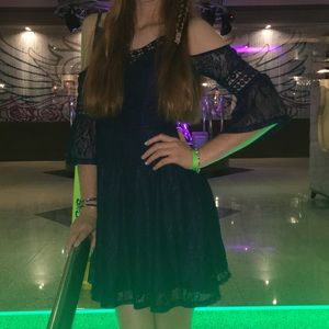 Short Navy open shoulder Dress